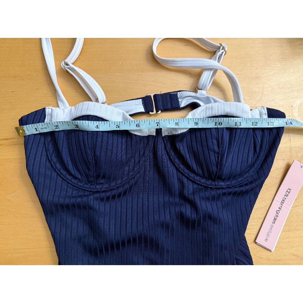 AQUA Underwire One Piece Swimsuit - Navy medium NWT - Picture 5 of 10